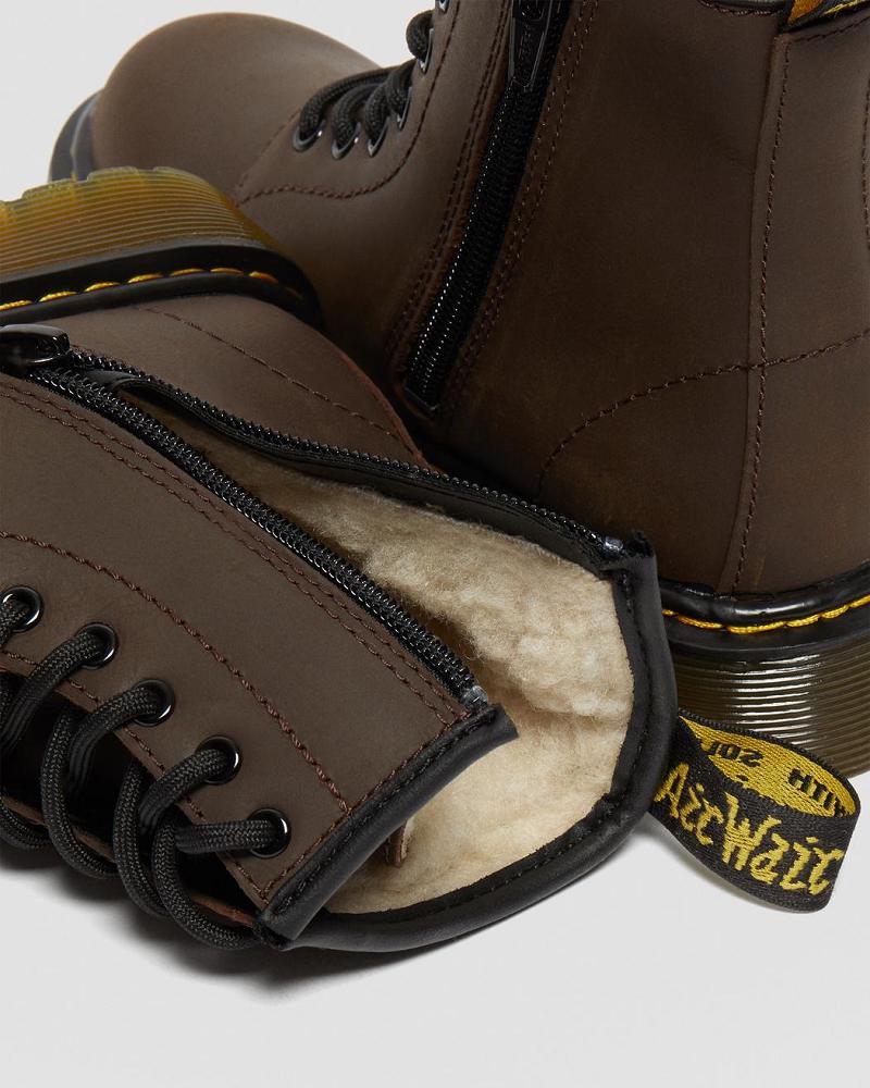 Dr Martens Junior 1460 Faux Fur Forede Snørestøvletter Barn Mørke Brune | Norge 148XYU
